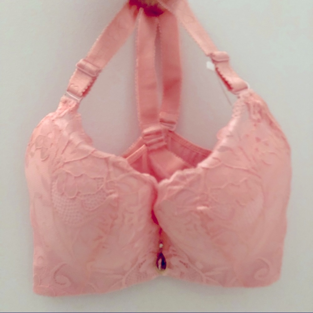 NWT BRA & PANTY D set Blush pink longline M-XXL pale pink bundle strong support - Picture 9 of 11
